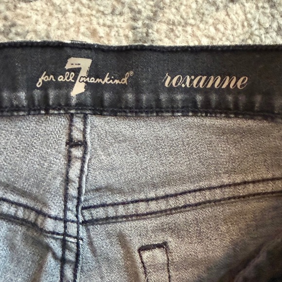 7 For All Mankind Roxanne Black Wash Skinny Zipper Ankle Jeans Womens Size 28 - Picture 3 of 8